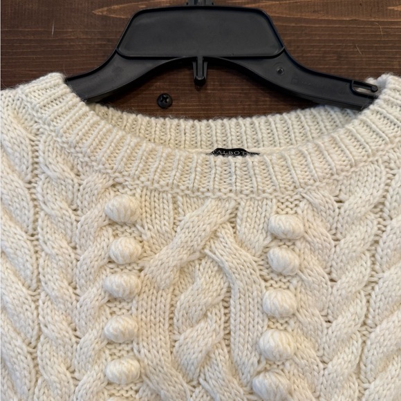 Talbots Womens S Ivory Wool Blend Sweater Cable Knit Baubles Cozy Warm EUC - Picture 9 of 10